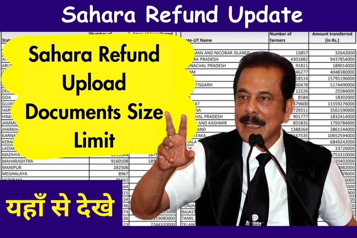 Sahara Refund Upload Documents Size Limit