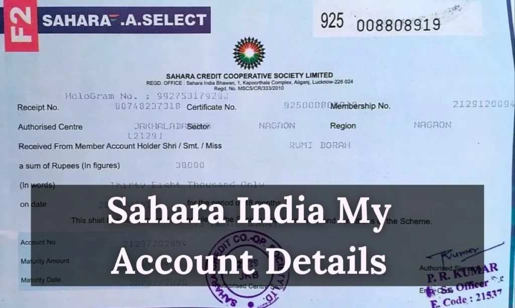 Sahara India My Account Details
